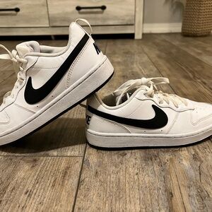 Nike Boys Court Borough Recraft Low Top White and Black Sneakers